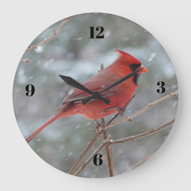 Red Cardinal Large Clock (Front)