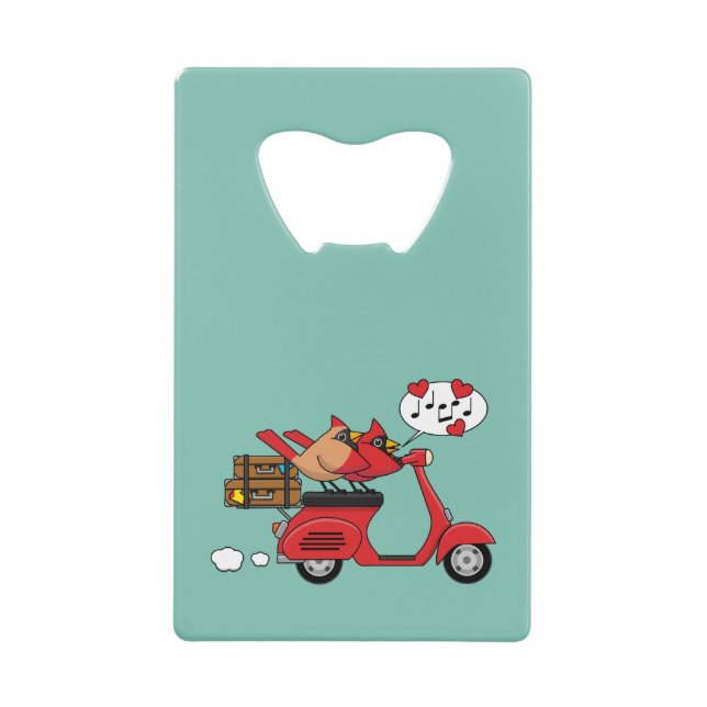 Red Cardinal Lovers on Scooter (Front)