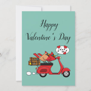 Red Cardinal Lovers on Scooter Holiday Card