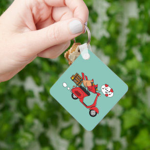 Red Cardinal Lovers on Scooter Key Ring