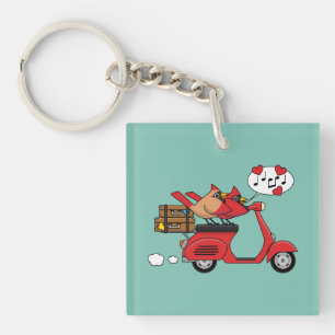 Red Cardinal Lovers on Scooter Key Ring