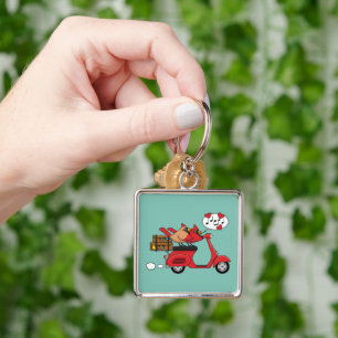 Red Cardinal Lovers on Scooter Key Ring