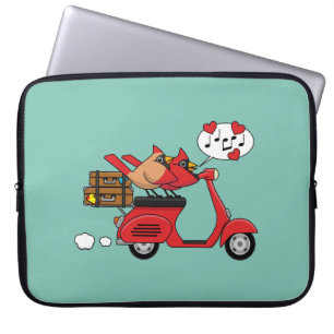 Red Cardinal Lovers on Scooter Laptop Sleeve
