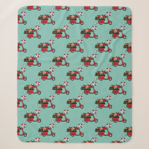Red Cardinal Lovers on Scooter Sherpa Blanket