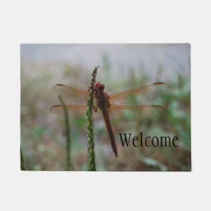 Red Cardinal Meadowhawk Dragonfly Welcome Doormat