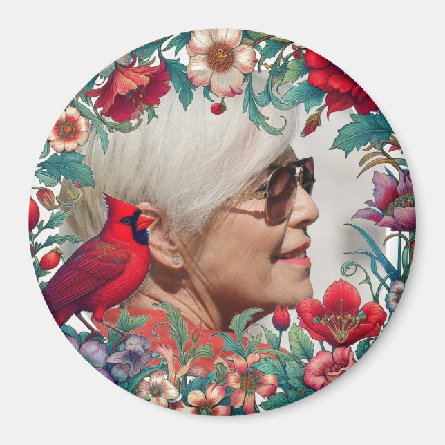 Red Cardinal Memorial Keepsake PHOTO Magnet (Front)