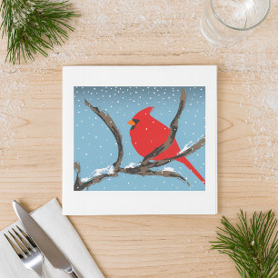Red Cardinal On A Branch Paper Napkins