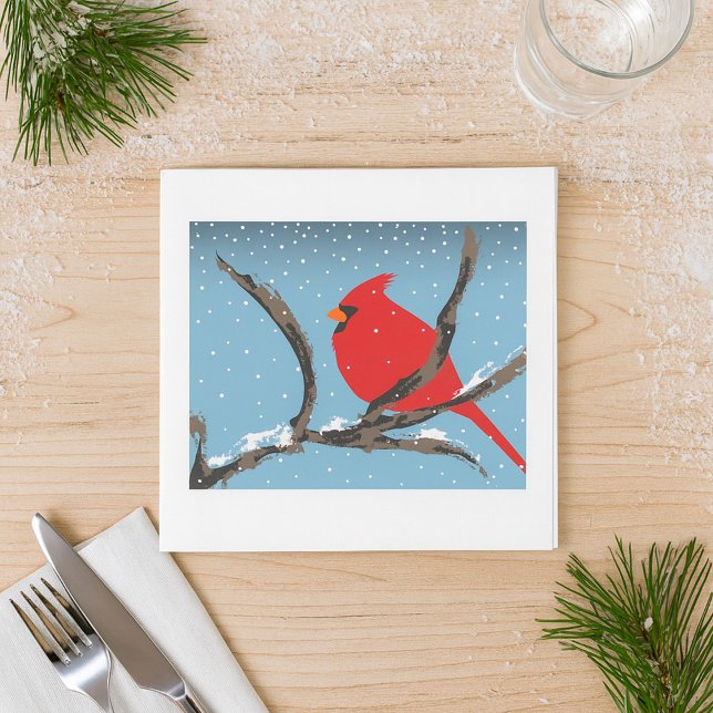Red Cardinal On A Branch Paper Napkins (Creator Uploaded)