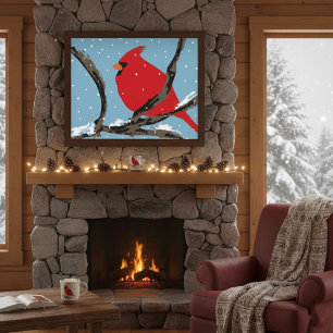 Red Cardinal On A Branch Poster