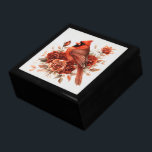 Red Cardinal On a Floral Design Gift Box<br><div class="desc">Store your treasures or give a treasure gift box to someone as a beautiful gift. 
 Choices of wood frames are now available.
Many designs for different occasions are available in my store.</div>