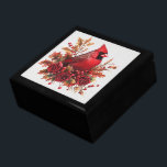 Red Cardinal On a Floral Design Gift Box<br><div class="desc">Store your treasures or give a treasure gift box to someone as a beautiful gift. 
 Choices of wood frames are now available.
Many designs for different occasions are available in my store.</div>