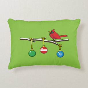 Red Cardinal on Christmas Bare Branch Decorative Cushion