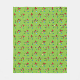 Red Cardinal on Christmas Bare Branch Fleece Blanket