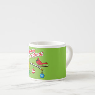 Red Cardinal on Christmas Bare Branch - Merry Xmas Espresso Cup