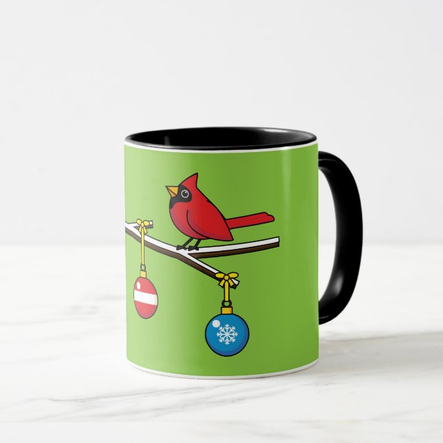 Red Cardinal on Christmas Bare Branch Mug (Front Right)