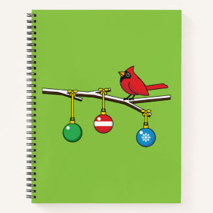Red Cardinal on Christmas Bare Branch Notebook