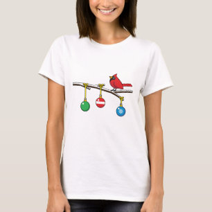 Red Cardinal on Christmas Bare Branch T-Shirt