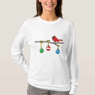 Red Cardinal on Christmas Bare Branch T-Shirt