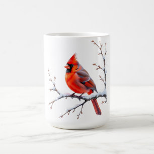 Red Cardinal on Snowy Branch – Winter Beauty Coffee Mug