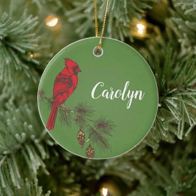 Red Cardinal Personalised Ceramic Ornament (Tree)