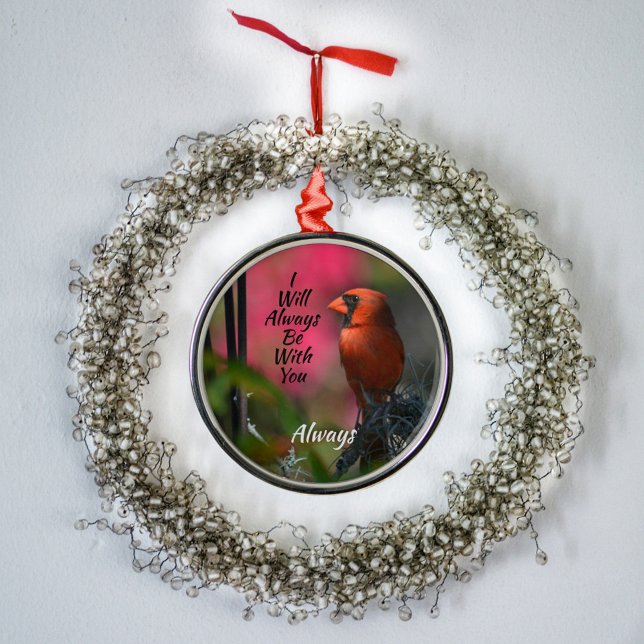 Red Cardinal Personalised Memorial Metal Ornament (Creator Uploaded)