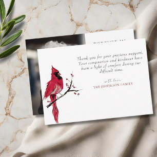 Red Cardinal Photo Funeral Thank You Card