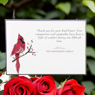 Red Cardinal Photo Funeral Thank You Card