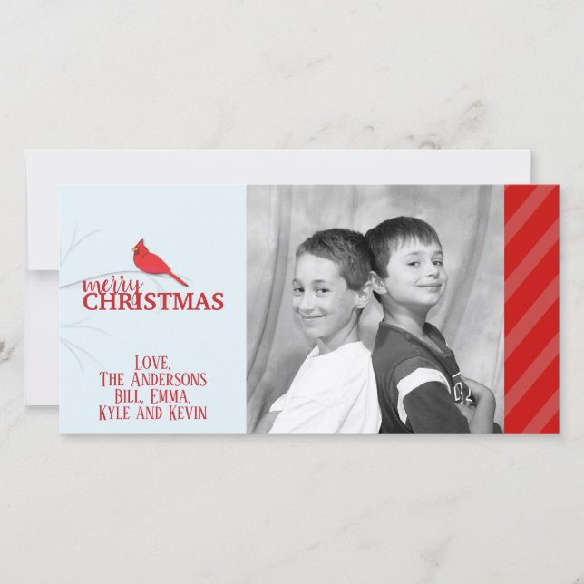 Red Cardinal Photo Holiday Card (Front)