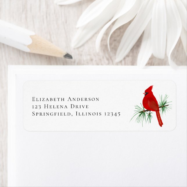Red Cardinal Return Address Label (Insitu)