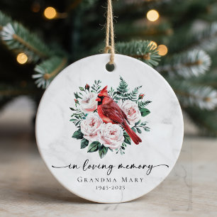 Red Cardinal Roses in Loving Memory Sympathy Ceramic Ornament