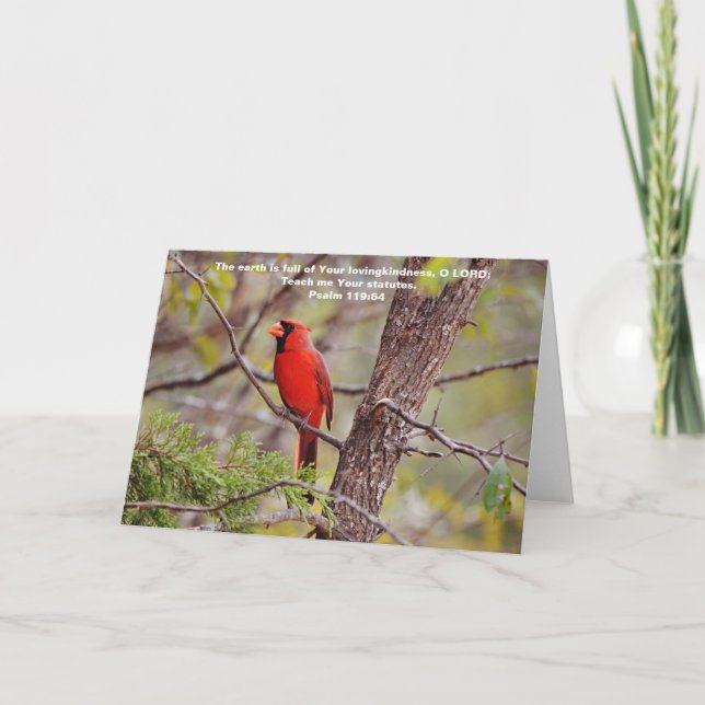 Red Cardinal Scripture Card Psalm 119:64 (Front)
