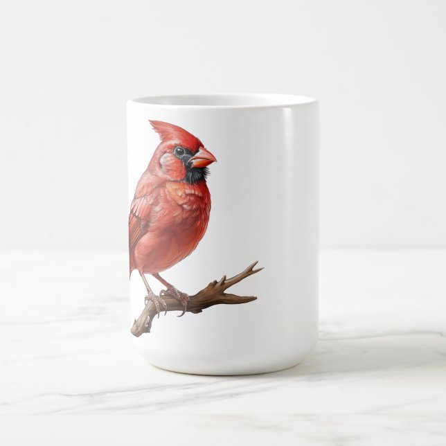 Red Cardinal Sitting On Branch Coffee Mug (Center)