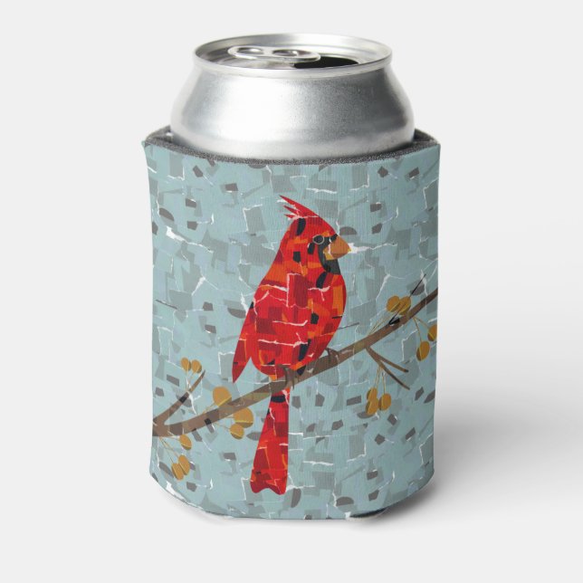 Red Cardinal , the bird of Christmas Can Cooler (Can Back)