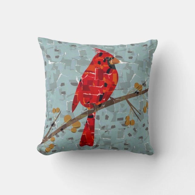 Red Cardinal , the bird of Christmas Cushion (Front)