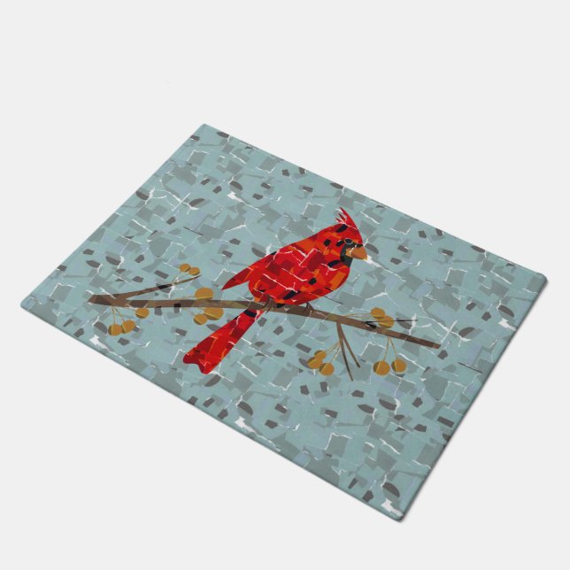Red Cardinal , the bird of Christmas Doormat (Angled)