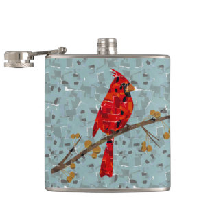 Red Cardinal , the bird of Christmas Hip Flask
