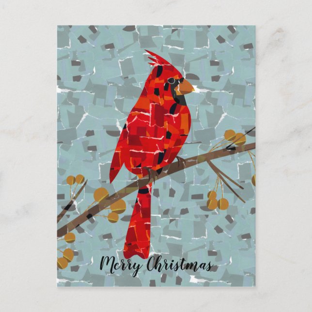 Red Cardinal , the bird of Christmas Holiday Postcard (Front)