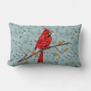 Red Cardinal , the bird of Christmas Lumbar Cushion