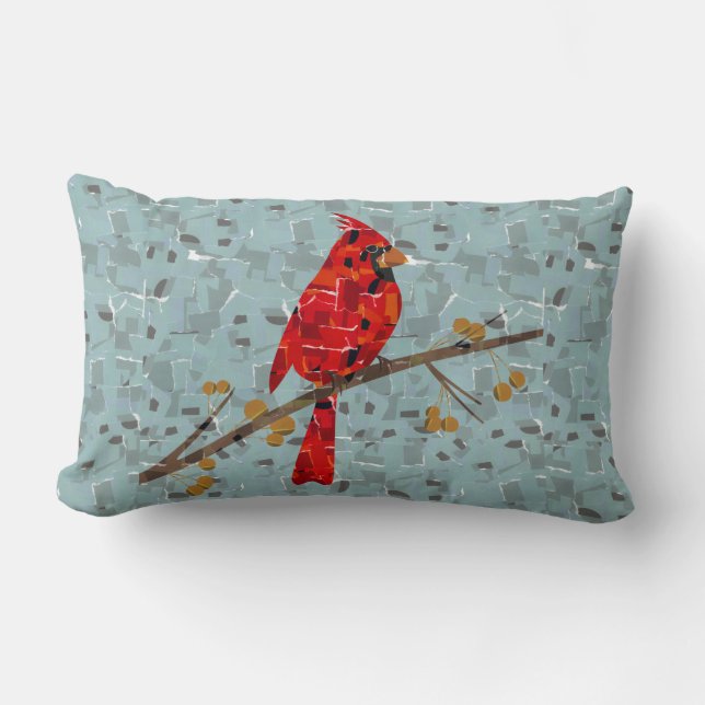 Red Cardinal , the bird of Christmas Lumbar Cushion (Front)