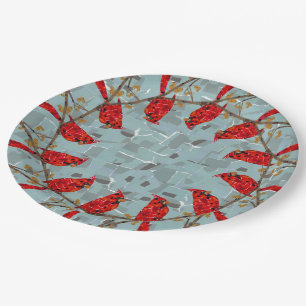 Red Cardinal , the bird of Christmas Paper Plate