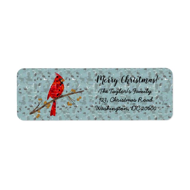 Red Cardinal , the bird of Christmas Return Address Label (Front)