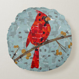 Red Cardinal , the bird of Christmas Round Cushion