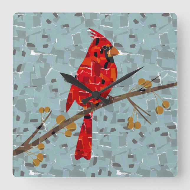 Red Cardinal , the bird of Christmas Square Wall Clock (Front)