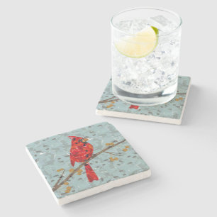 Red Cardinal , the bird of Christmas Stone Coaster