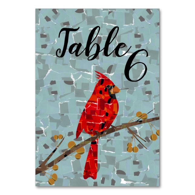 Red Cardinal , the bird of Christmas Table Number (Front)