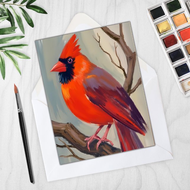 Red Cardinal Watercolor Painting Card (Creator Uploaded)