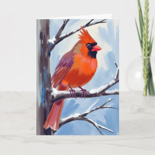 Red Cardinal Winter Watercolor Holiday Card
