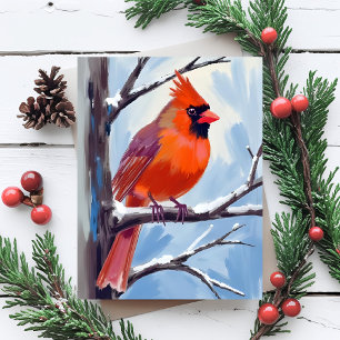 Red Cardinal Winter Watercolor Holiday Card