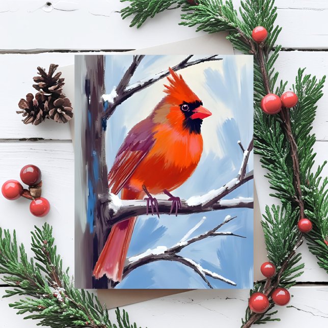Red Cardinal Winter Watercolor Holiday Card (Creator Uploaded)