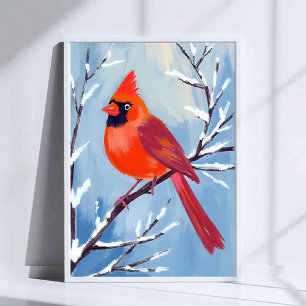 Red Cardinal   Winter Watercolor Holiday Poster